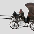 Elegant Vintage Horse Carriage with Black Canopy Brown Seats and Spoked Wheels
