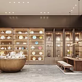 Elegant Modern Specialty Store with Glass Doors Marble Walls and Display Cabinets