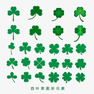 Four-leaf clover plant leafy plant icon decorative element 3d model