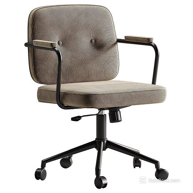 Modern Comfortable Single Chair With Striped Fabric Armrest And Swivel Wheels Design 3d model 