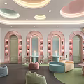 Modern Kindergarten Children's Book Reading Room Library Children's Color Sofa Combination Children's Creative Bookcase Lazy Sofa 3d model