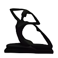 Abstract Female Figure Sculpture With Curved Body And Raised Arms For Home Decor