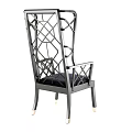 Modern Black Outdoor Chair With Metal Frame And Woven Backrest Design