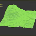 3D Mountain Terrain Model With Green Vegetation And White Peaks 3d model