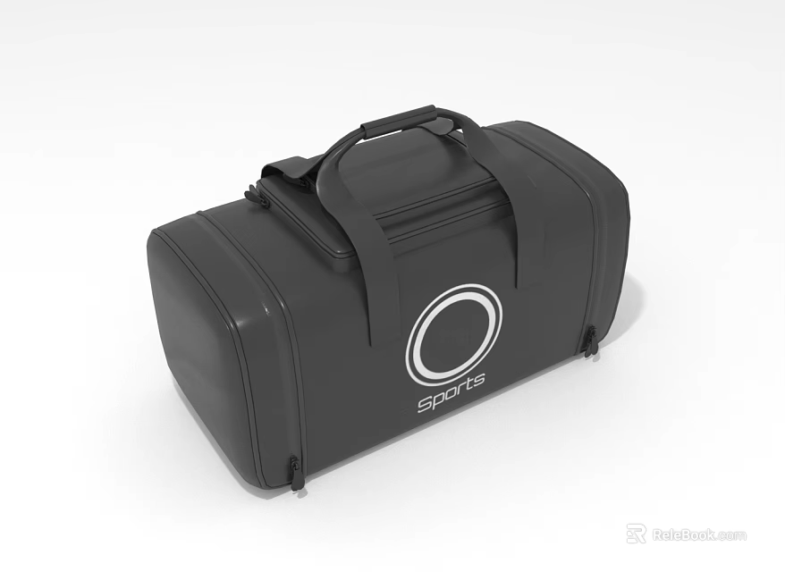 Black Sports Bag With Circular Logo And Durable Handles For Sports Activities 3d model 