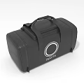 Black Sports Bag With Circular Logo And Durable Handles For Sports Activities