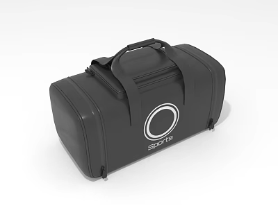 Black Sports Bag With Circular Logo And Durable Handles For Sports Activities 3d model