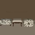 Elegant Upholstered Stools with Floral Patterns Various Designs and Wooden Legs for Home Decor