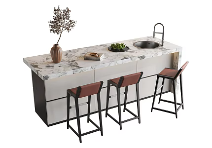 Modern Bar Chair Combination Bar Chair 3d model