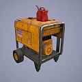 Industrial Equipment Yellow Generator With Red Fuel Tank Metal Frame And Wheels
