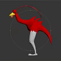 Red Flamingo Sculpture With Shiny Transparent Legs And Yellow Beak