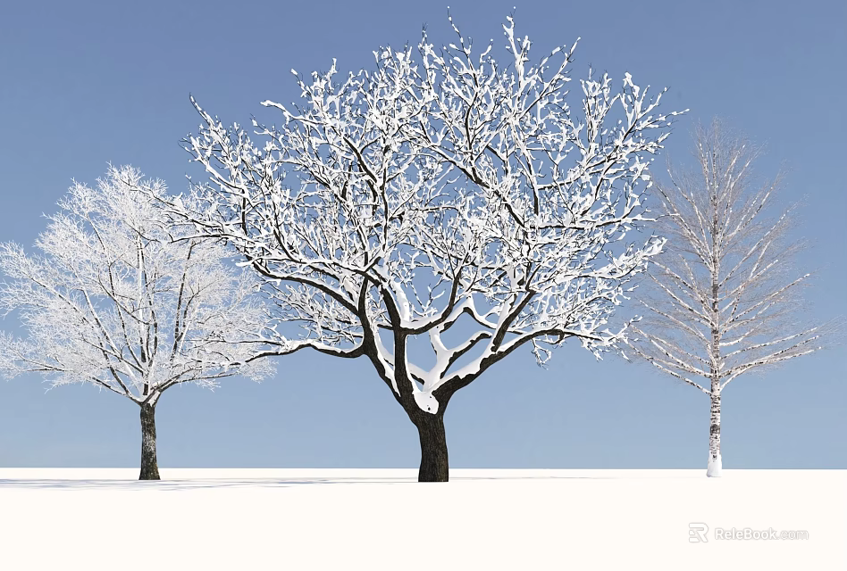 Snow Covered Arbor With Thick Branches Against Blue Sky And Snowy Ground 3d model 