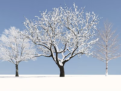 Snow Covered Arbor With Thick Branches Against Blue Sky And Snowy Ground 3d model