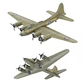 Two Vintage Green Airliner Models With Propeller Engines And Retro Design Features
