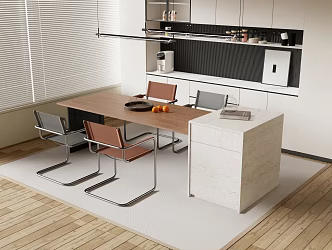 Modern Western Kitchen Bar Nakajima Dining Table and Chair Dining Island Table 3d model