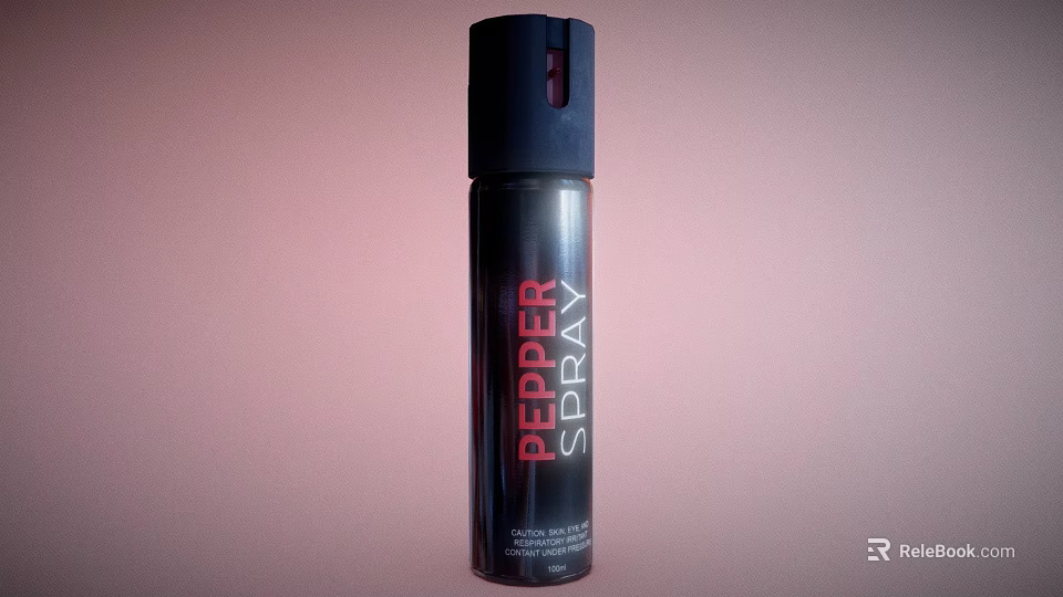 Emergency Fire Safety Equipment Pepper Spray Canister Black with Red Text 3d model 