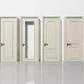 Various Cream Colored Interior Doors With Different Panel And Glass Designs 3d model