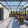 Bright Glass Sunroom Leisure Area With Comfortable Wooden Furniture And Pleasant Outdoor Natural Green View