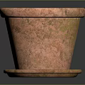Pink Textured Flower Pot With Matching Saucer And Weathered Finish