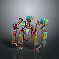 Colorful Artistic Robot Design With Mechanical Limbs And Decorative Joints