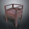 Brown Wooden Dining Chair With Upholstered Seat Armrests And Simple Design