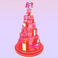 Stacked Red And Pink Blocks Tree With Mr Sign On Top And Red Base