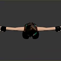 Female Game Movie Character With Short Hair Green Tank Top Black Shorts And Arms Outstretched