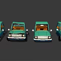 Vintage Green Small Cars Lined Up With Retro Design And Classic Features
