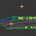 Large Aircraft Carrier Naval Ship with Fighter Jets on Flight Deck and Command Tower