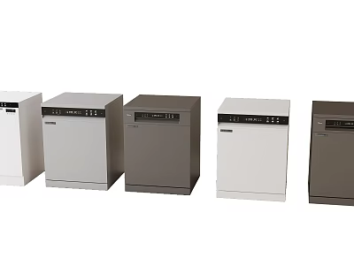 Modern Kitchen Appliances Featuring Different Colored Dishwashers Arranged Side By Side 3d model