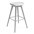 Modern Wooden Bar Stool With Thin Legs And Metal Footrest Design
