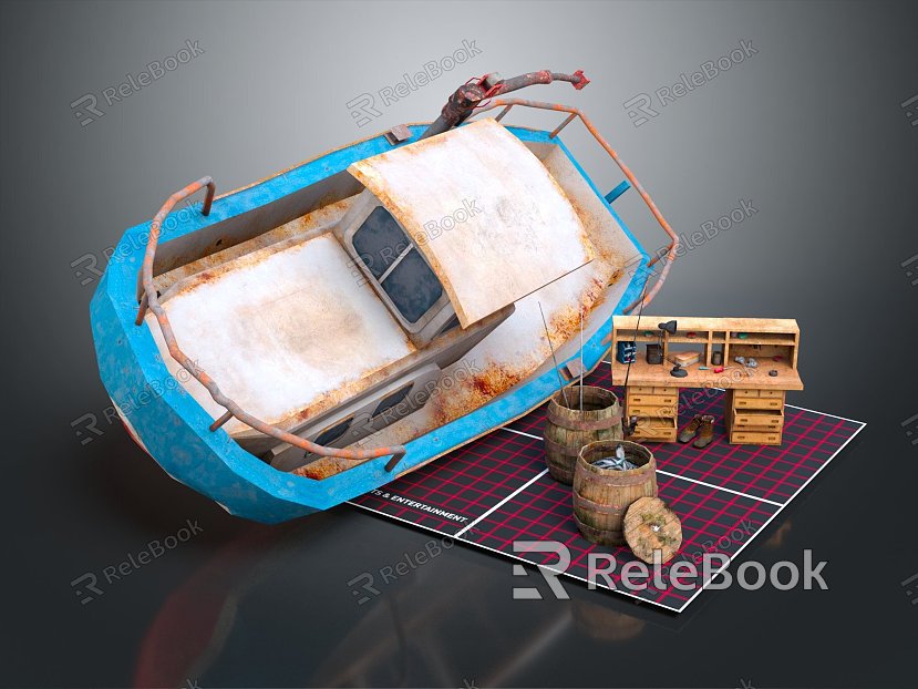 Modern Boat Breaking Boat Small Boat Fishing Boat model