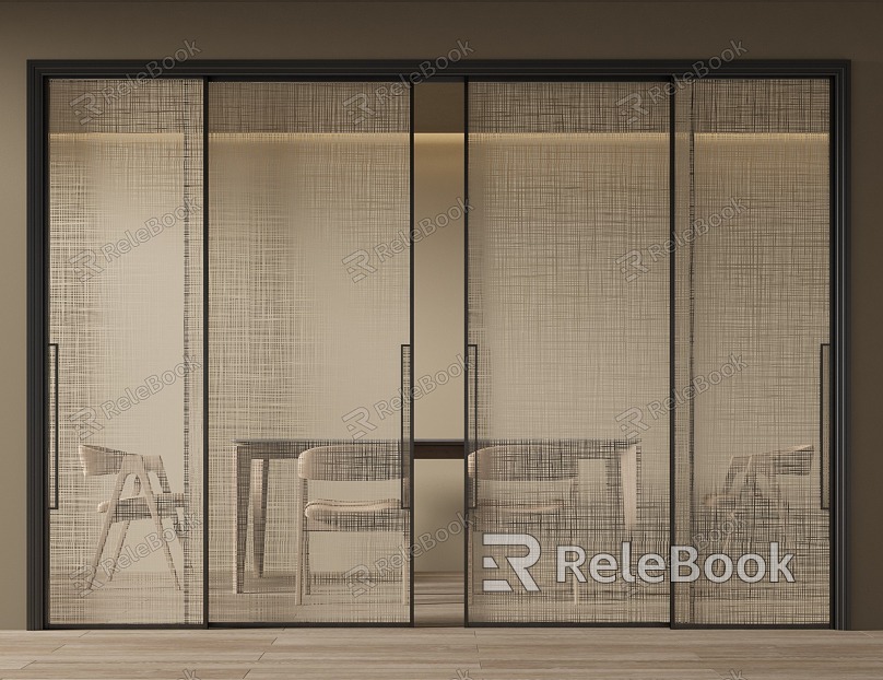 Silent sliding door wire glass door model