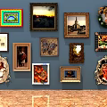 Artistic Photo Wall Display With Various Framed Images Including Landscape Portrait Butterfly And Fruit
