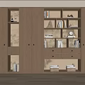 Modern Wooden Bookcase Design With LED Lighting Storage Baskets And Decorative Books