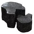 Modern Black Marble Dressing Table With Irregular Shape And Smooth Surface 3d model