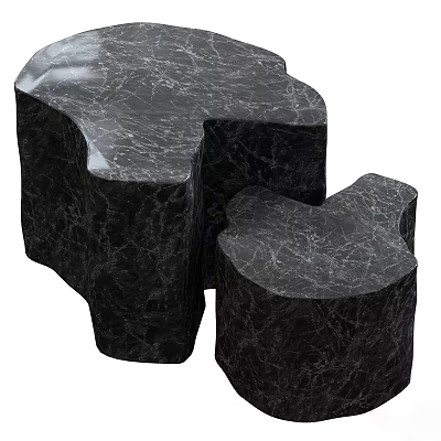 Modern Black Marble Dressing Table With Irregular Shape And Smooth Surface 3d model
