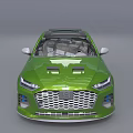Green Modern Sedan Car With Sunroof Sleek Exterior And Distinctive Front Grille