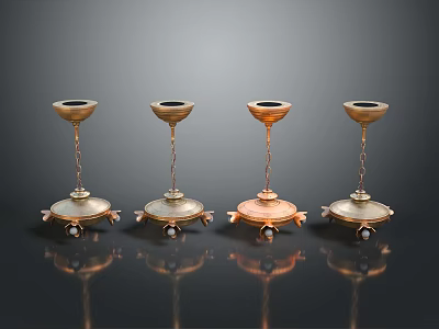 Vintage Metal Candle Holders With Decorative Bases And Chain Design For Home Decor 3d model