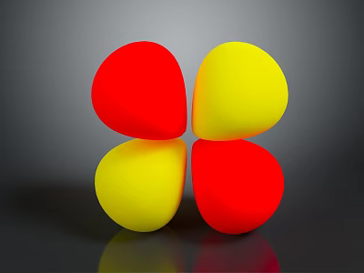 Colorful Red And Yellow Petal Shaped Household Decorative Items For Home Use 3d model