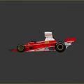 Red Ferrari F1 Style Race Car With Rear Wing And White Details