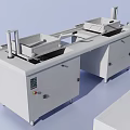 Kitchen Appliances Collection Including Oven Refrigerator Stove Sink And Storage Units