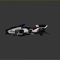 White and Blue Police Motorcycle With Modern Design Red Seat And Police Lights