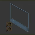 Blue Metal Stairs With Handrail Grated Steps And Brown Pipes Structure
