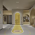 Bright Kids Activity Indoor Space With Wall Cartoon Characters Jumping Grid Bookshelves And Arch Doors
