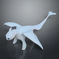 Cute 3D White Dragon Character With Blue Eyes And Large Wings 3d model
