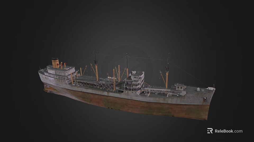 Vintage Handcrafted Wooden Ship With Weathered Hull And Rustic Mast Structure 3d model 
