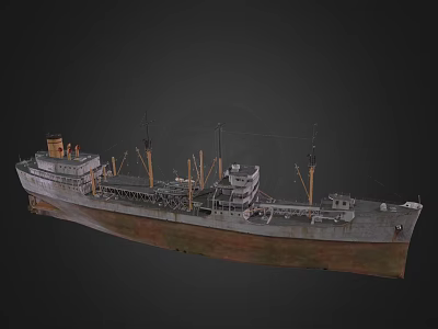 Vintage Handcrafted Wooden Ship With Weathered Hull And Rustic Mast Structure 3d model