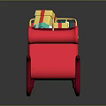 Festive Red Christmas Sleigh with Colorful Gift Boxes and Golden Accents