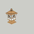 Classic Design Outdoor Light With Golden Frame Decorative Patterns And Dome Top 3d model